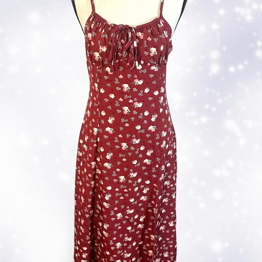Floral Burgundy Spaghetti Strap Maxi Dress